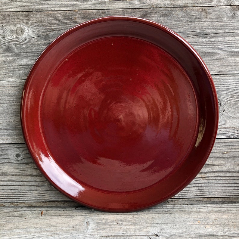 Pottery dinner plates set of EIGHT wheel thrown dinner plates made to order Red