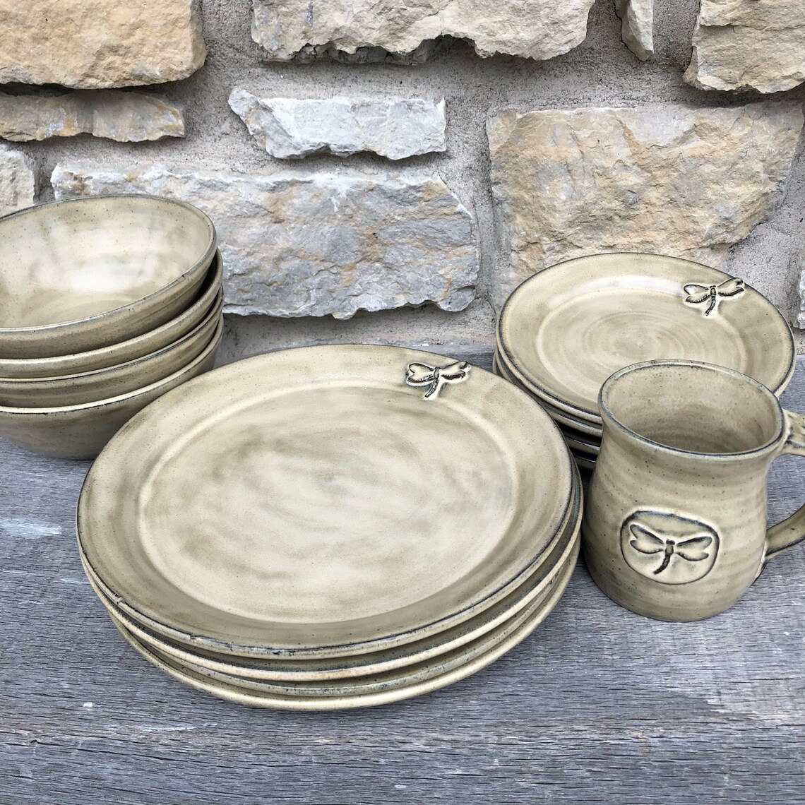 Dragonfly Stoneware Planter