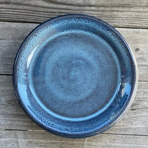 Set of Four Blue Salad Plates. Wheel Thrown, Stoneware Pottery made to order image 2