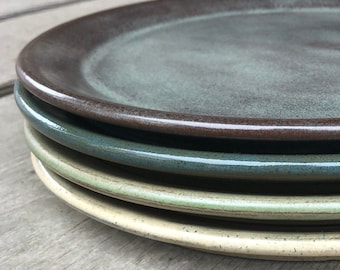 Handmade pottery dinner plates... Set of four mix and match made to order