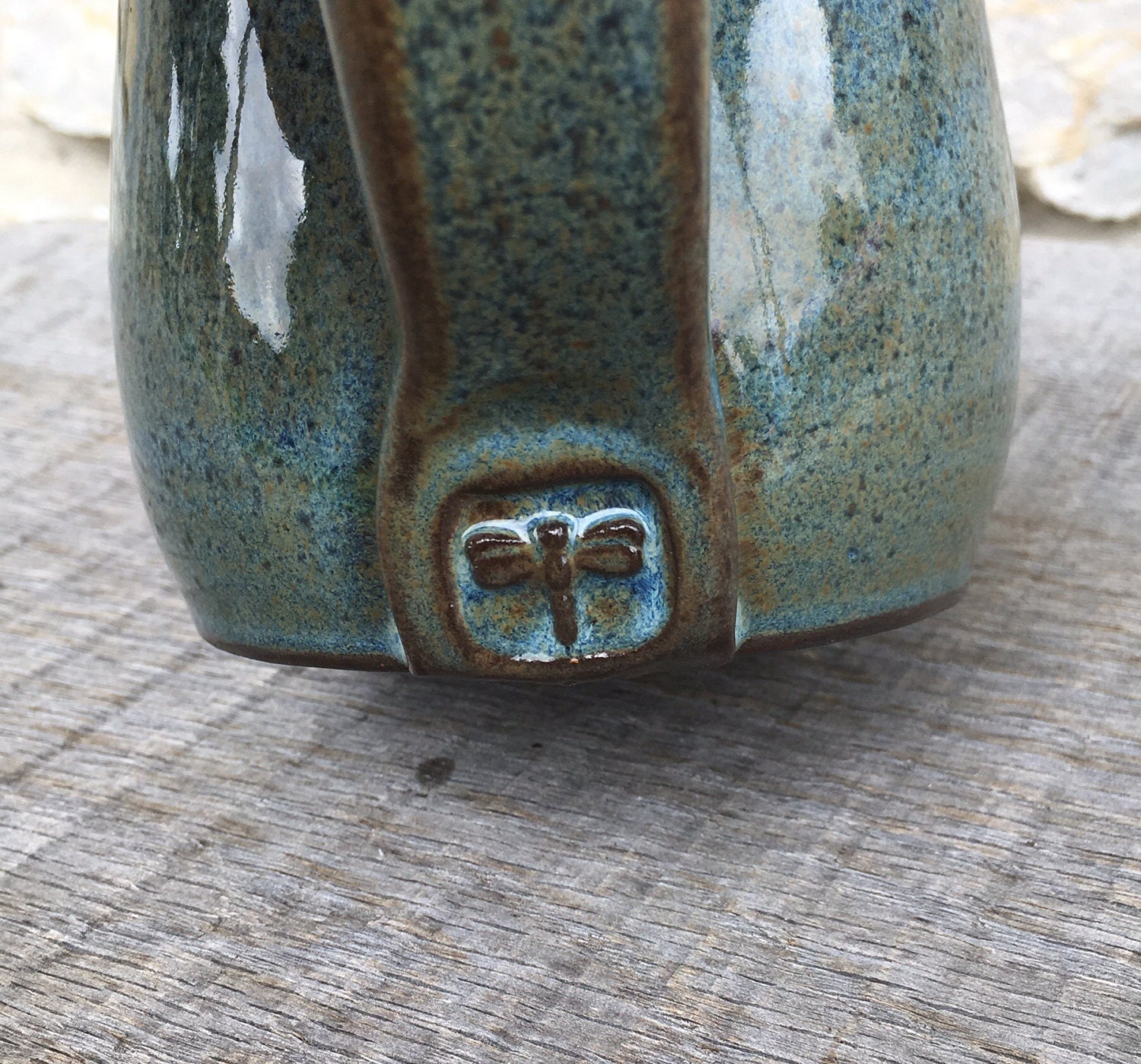 Blue Pottery Mug on Dark Clay With Drips Made to Order - Etsy
