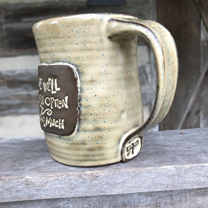 Live Well, Laugh Often, Love Much pottery mug made to order image 4