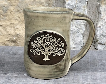 Tree of Life pottery mug set of 4 made to order