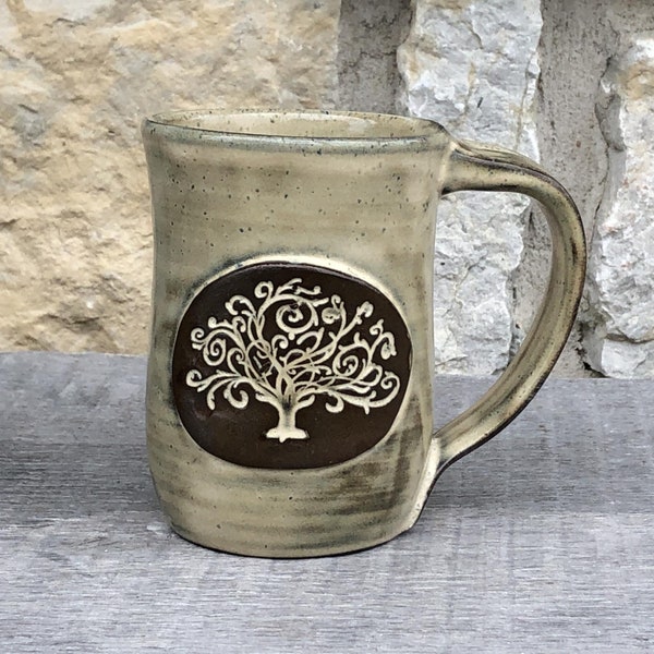 Tree of Life pottery mug set of 4 made to order