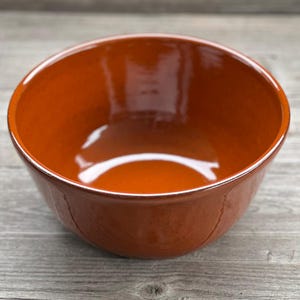 Pottery Soup or Cereal Bowl, handmade with Sienna Orange glaze on dark clay made to order
