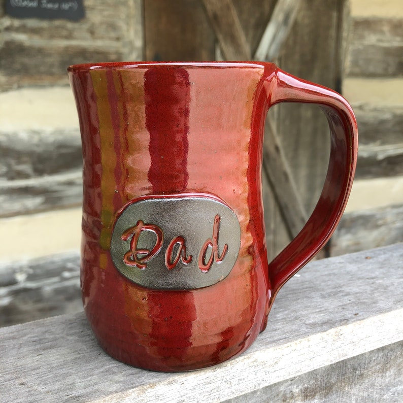 Personalized pottery mug with name, custom coffee cup Made to order Red
