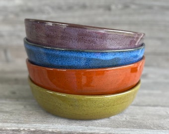 Set of FOUR bright mixed Pasta Bowls, Buddha Bowls, Power Bowls handmade pottery bowls made to order
