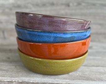 Set of FOUR bright mixed Pasta Bowls, Buddha Bowls, Power Bowls handmade pottery bowls made to order