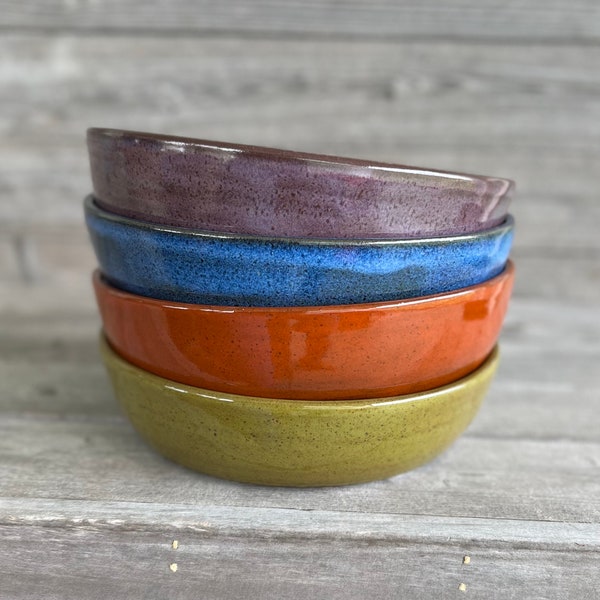 Set of FOUR bright mixed Pasta Bowls, Buddha Bowls, Power Bowls handmade pottery bowls made to order