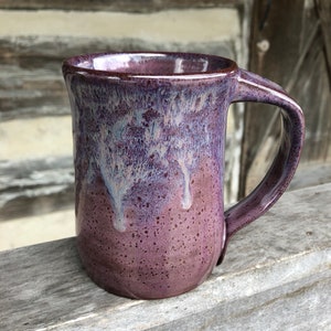 Purple Pottery mug with dripping glaze made to order