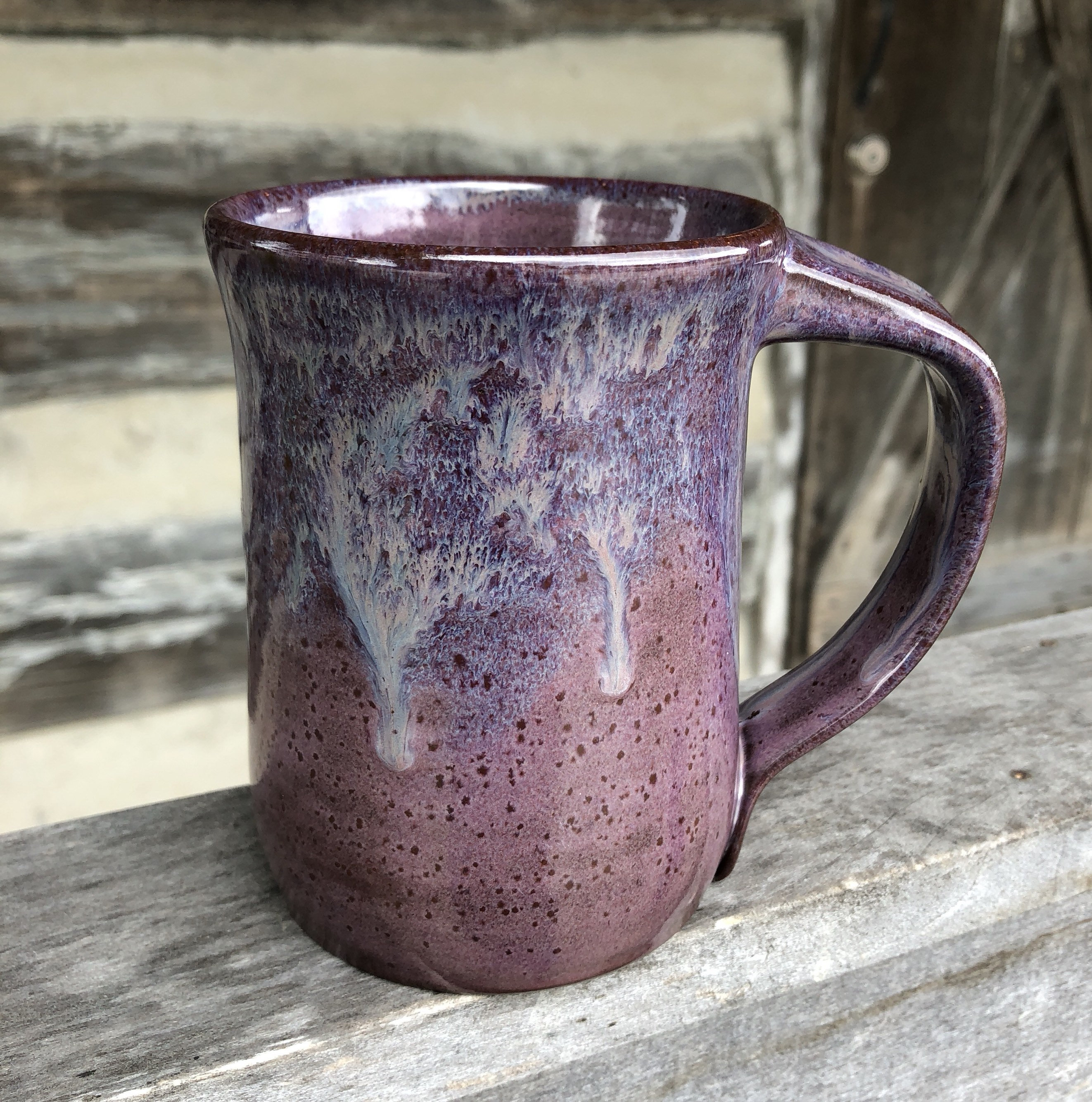 Purple Pottery Mug With Dripping Glaze Made to Order 