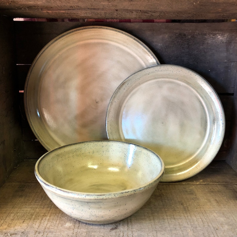 Pottery Dinnerware Set 4pc Handmade Pottery Dishes Birch Etsy