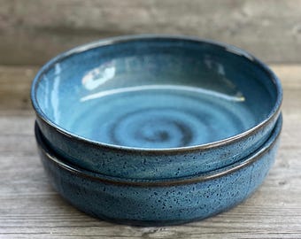 Handmade Pottery Bowls, Stoneware Pasta Bowls, Set of 2 **Made to Order**