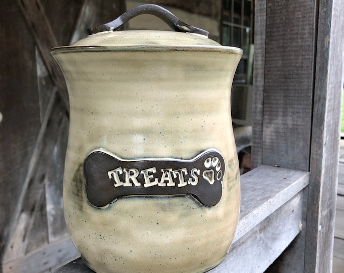 Dog Treat Jar, custom pottery dog treat canister made to order