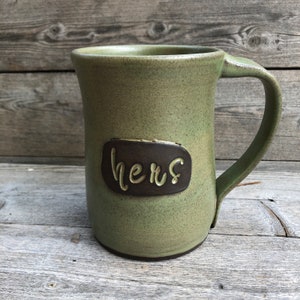 His and Hers or Mr and Mrs personalized pottery mugs Great wedding or anniversary gift made to order image 3