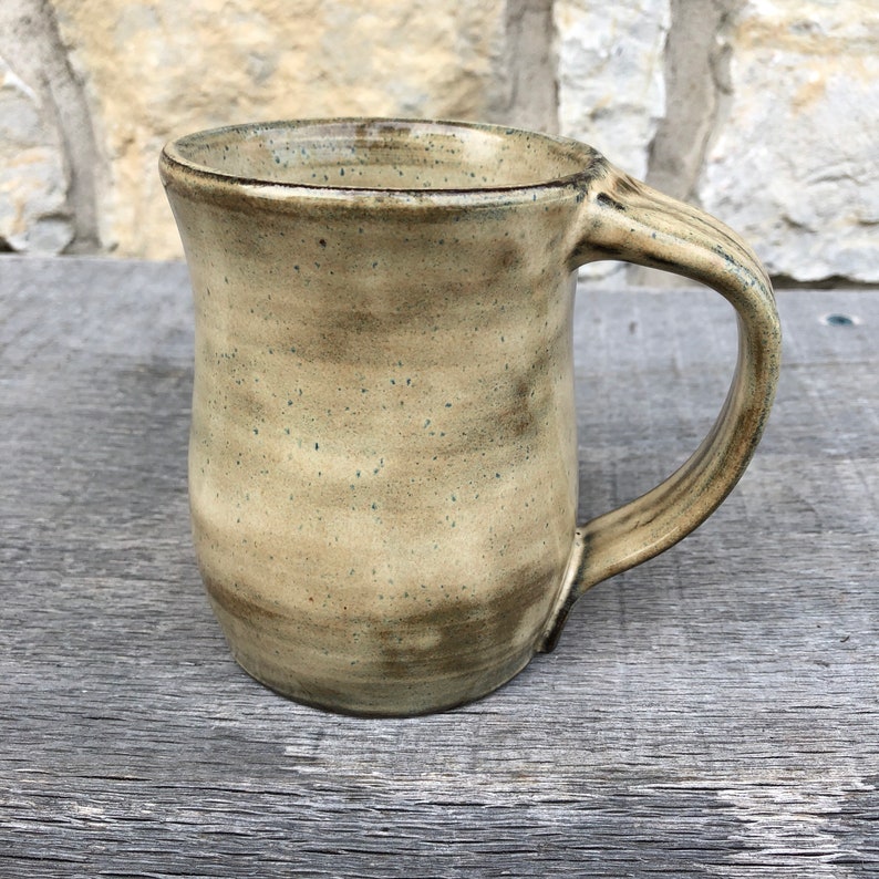 Handmade Pottery Mug on dark clay with birch glaze made to order image 1