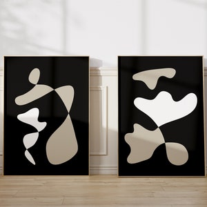 Neutral Abstract Print Set of Two, Abstract wall art, modern wall art set, minimal wall art, mid century wall art set
