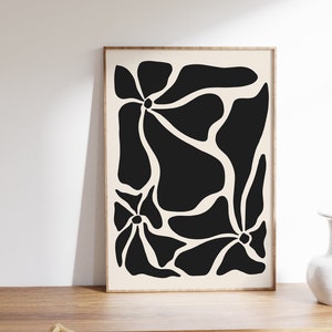 Abstract flower printable, wavy flower art, botanical print, neutral flower print, modern flower art, abstract botanical, organic print