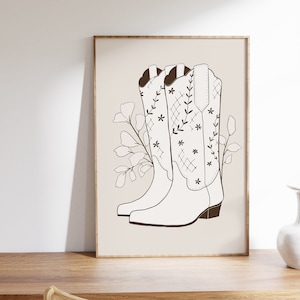 Western Print, cowboy boot print, cute western wall art, western nursery decor, boho cowgirl print