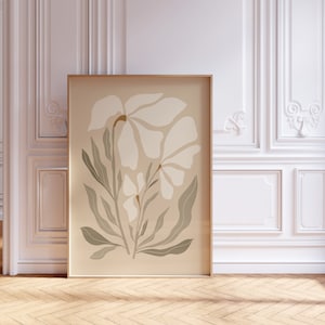 Natural Wall Art, Neutral flower print, minimal flower print, neutral botanical