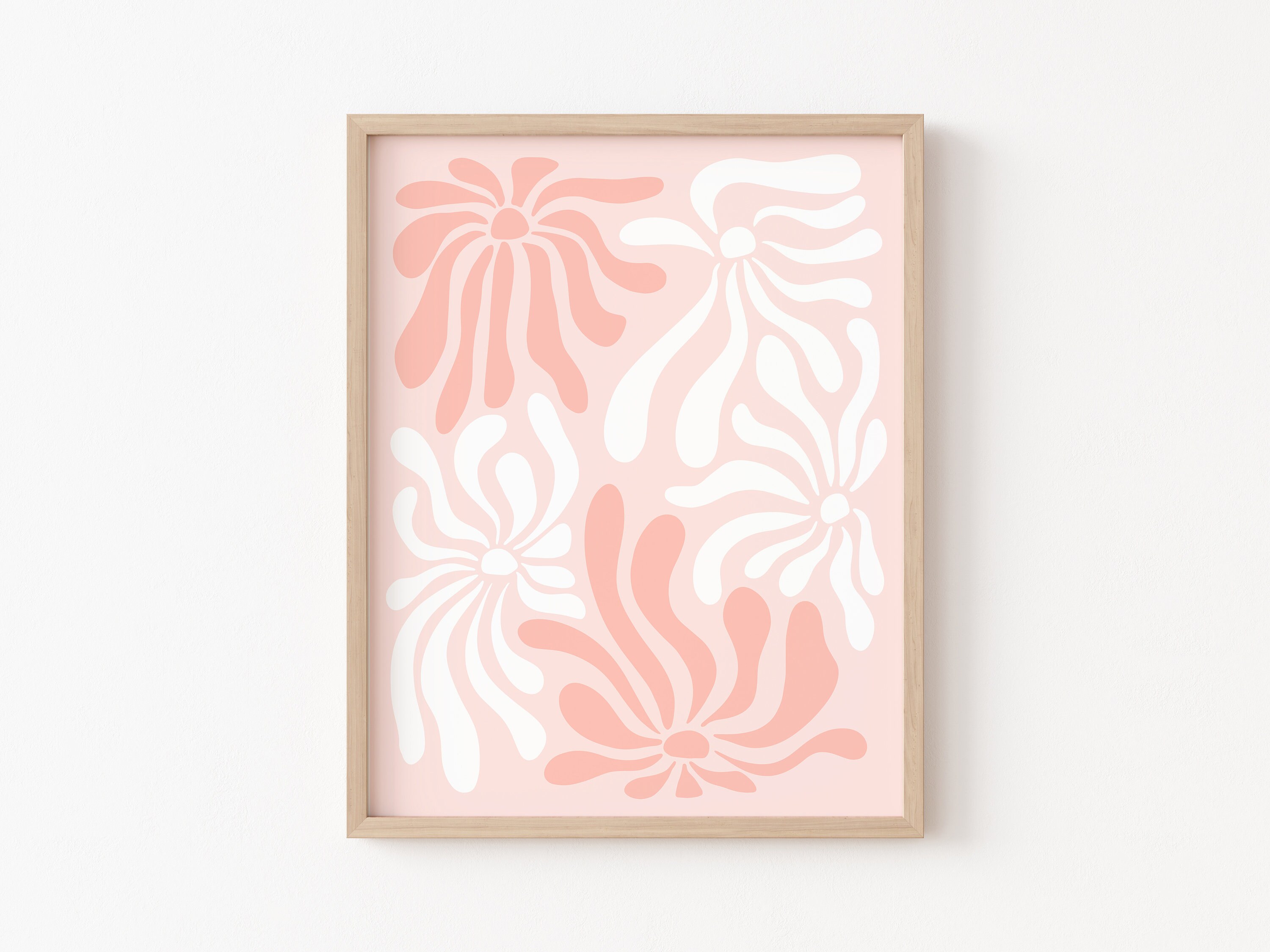 Pink Wall Art Set of 3 Light Pink Print Set Pink Flower Art Etsy