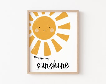 You are my sunshine printable, sunshine print, sun nursery, minimal sun print, my sunshine, cute sun nursery art