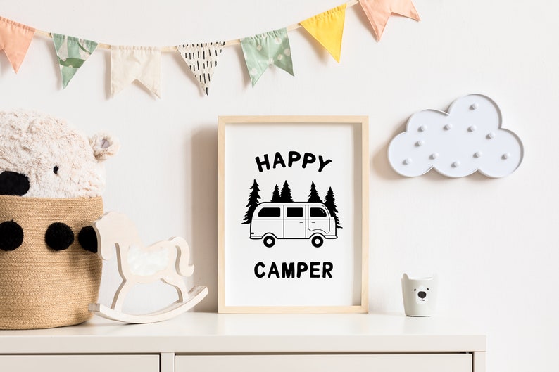 Happy Camper Printable Happy Camper Sign Retro Camper Print - Etsy Canada