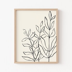 Puede incluir: Un dibujo en blanco y negro de plantas estilizadas en un marco beige.
