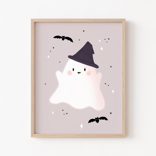 Cute Ghost Printable Pink Halloween Decor Ghost Art Print - Etsy