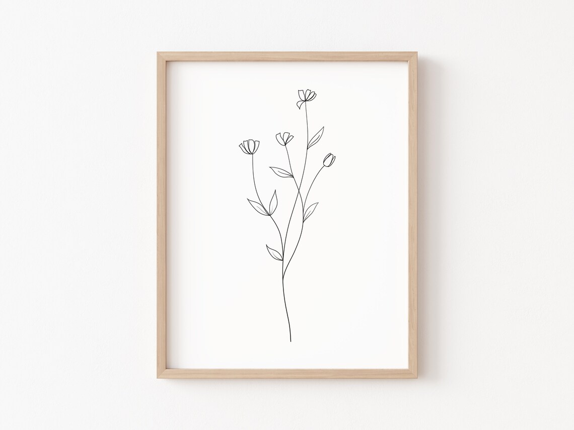 Minimal Flower Print Minimal Flower Printable Minimal Wall | Etsy