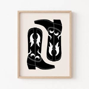 Cowboy boot print, cowgirl print, western print, cowgirl boot art, western nursery decor, western boho wall art