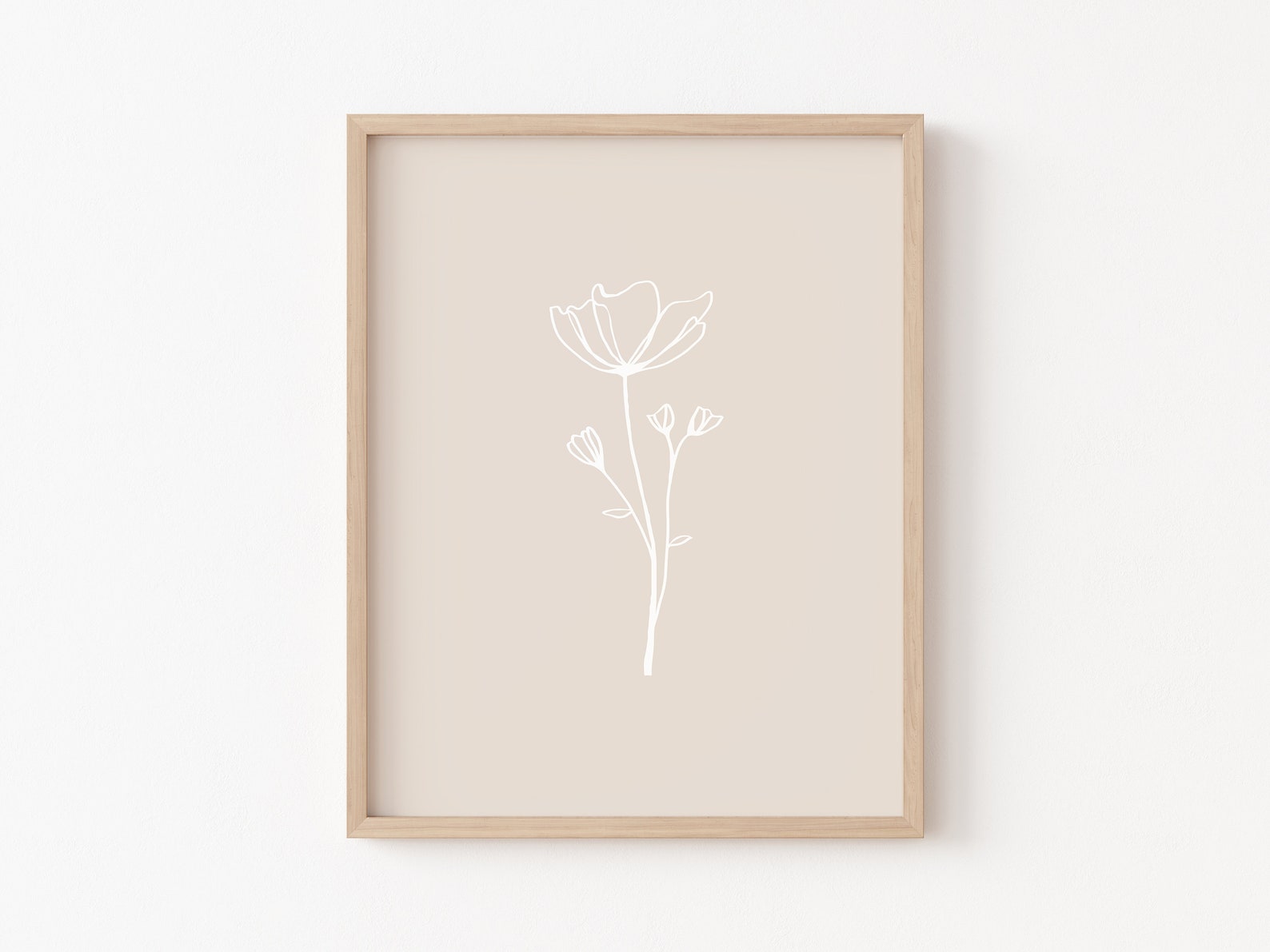 Neutral Botanical Print Set of 3, Neutral Flower Line Art Set, Abstract ...