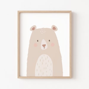 Bear Printable, cute bear print, bear nursery print, brown bear art, woodland nursery art, woodland baby, neutral nursery