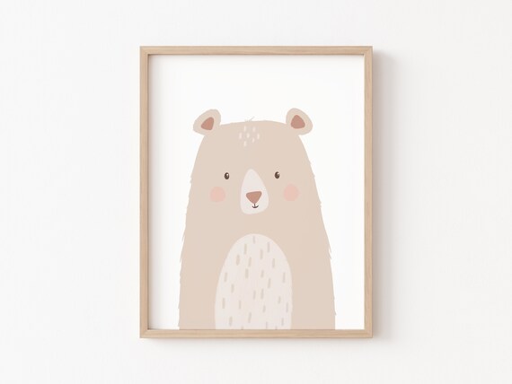Bear Printable, cute bear print, bear nursery print, brown bear art, woodland nursery art, woodland baby, neutral nursery
