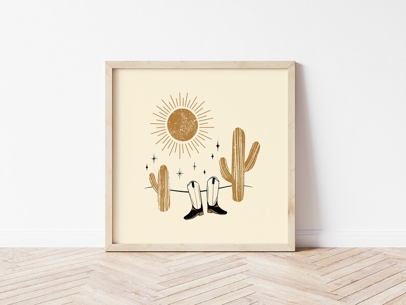 boho nursery art neutral boho print cowboy print western printable neutral nursery wall art Desert Printable cactus print
