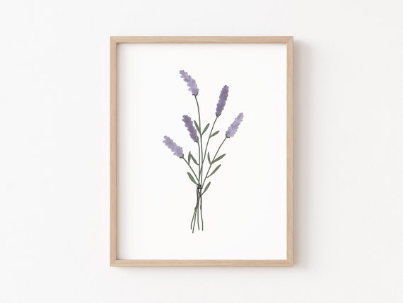Lavender Watercolor Print, Lavender Printable, Minimal print, watercolor flower print