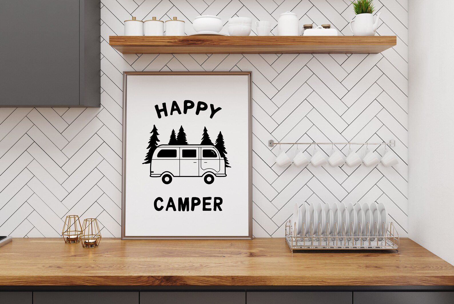 Happy Camper printable happy camper sign retro camper print | Etsy