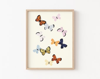 Butterflies Printable, vintage butterfly print, minimal butterfly print, monarch butterfly print, pretty butterfly nursery print