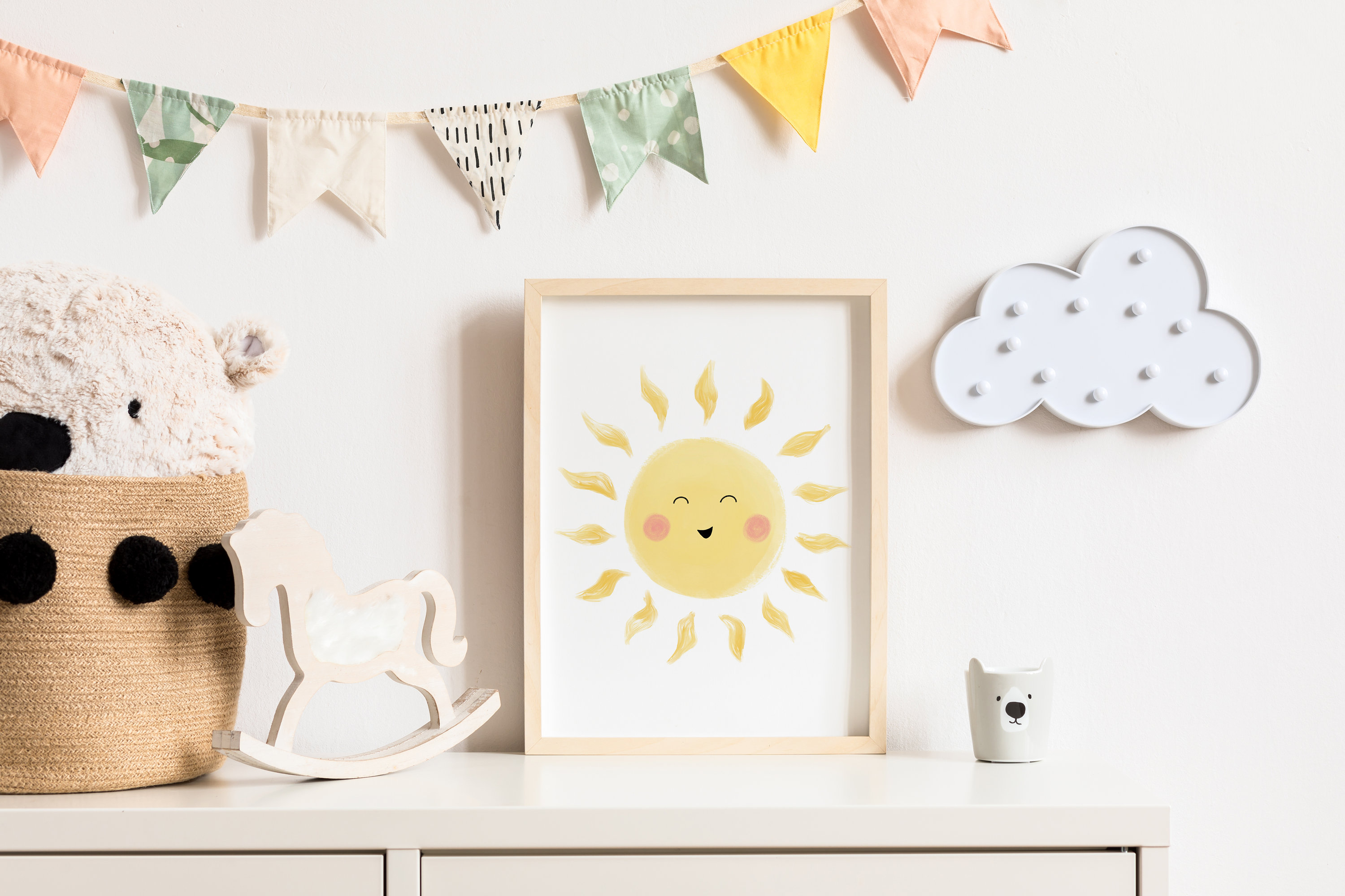 Cloud Rainbow Sun Nursery Print Set, Sun Nursery Print, Cloud Nursery ...