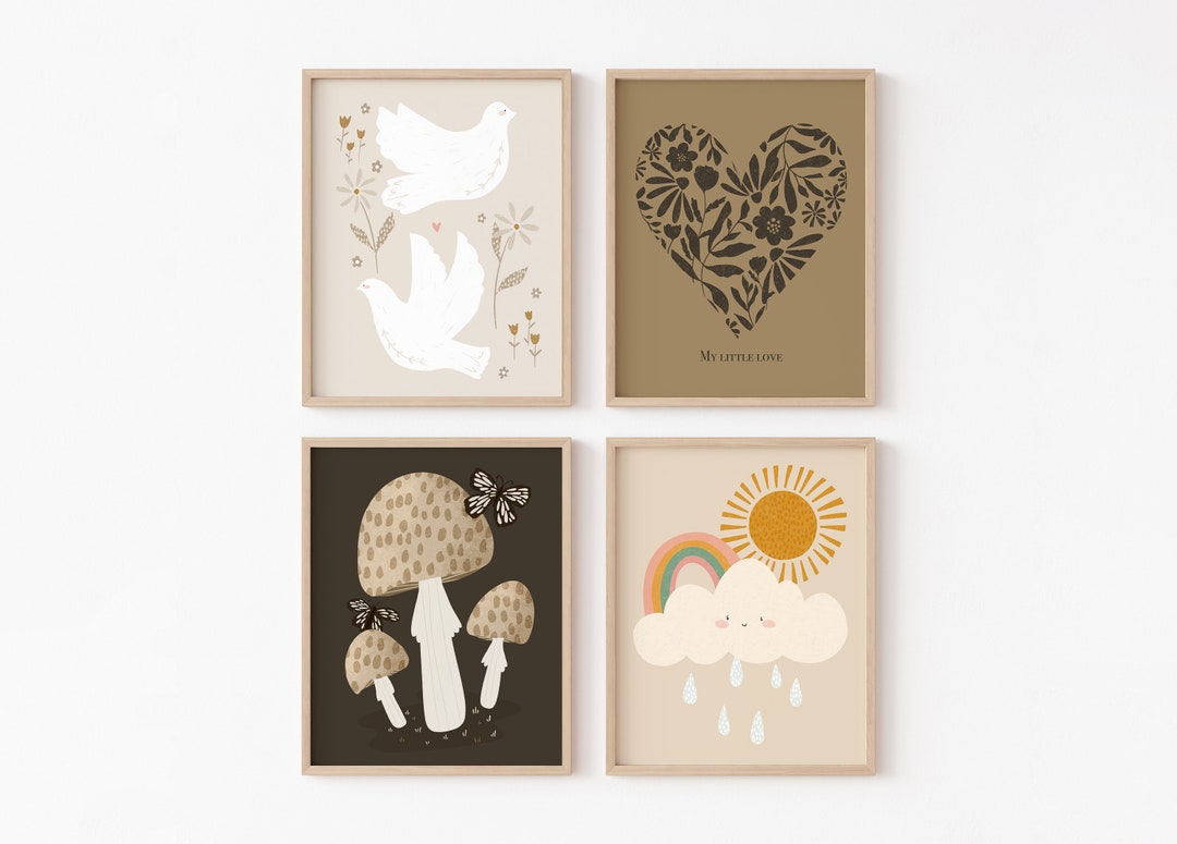 Neutral Nursery Wall Art Set of 4, Nursery Gallery Wall, Beige Baby ...
