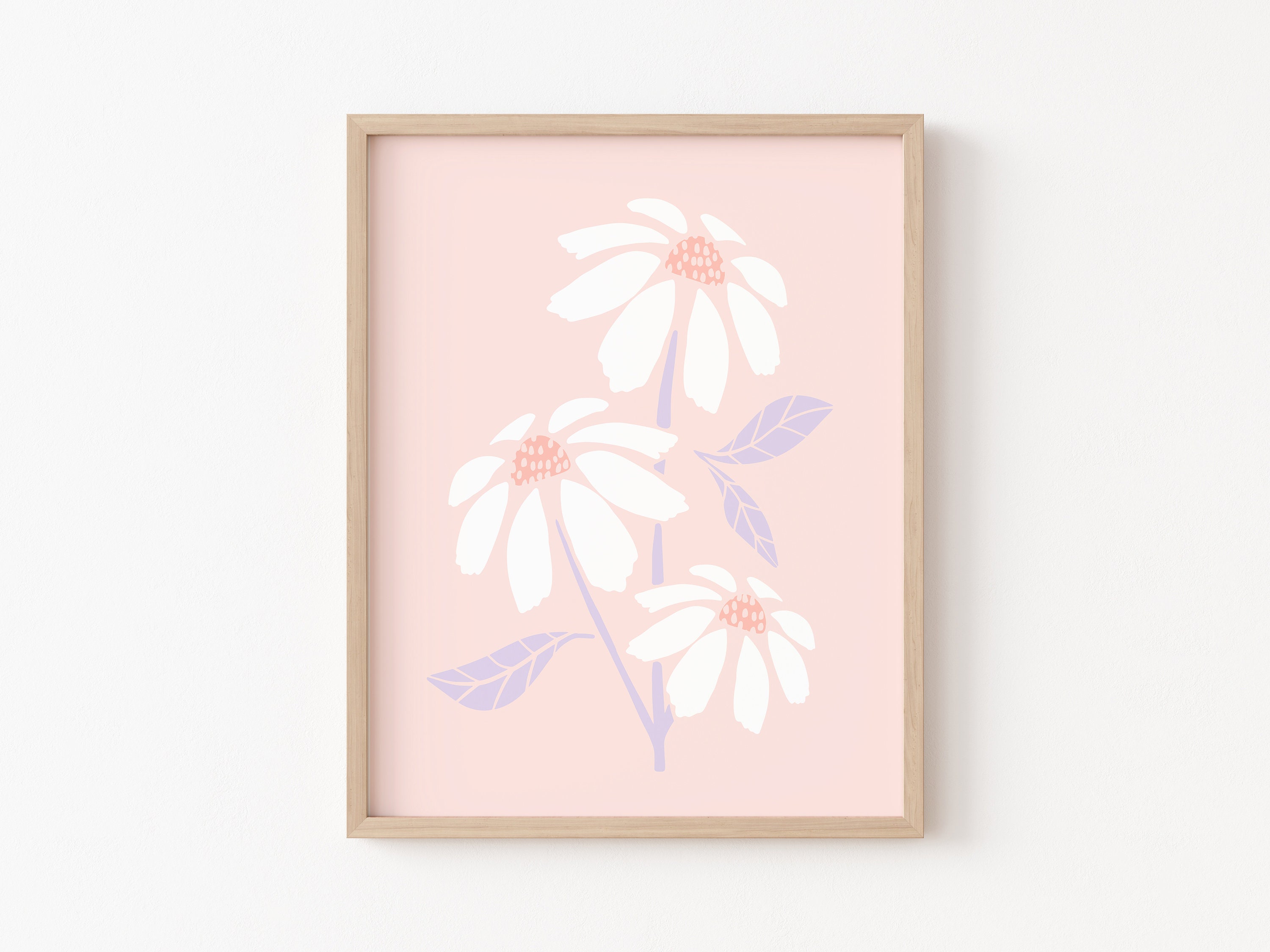 Pink Wall Art Set of 3 Light Pink Print Set Pink Flower Art Etsy