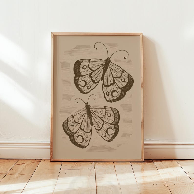 Autumn Art Set of Three, earthy wall art, spooky printable, neutral prints, whimsical art, cozy fall decor, fungi illustration image 4