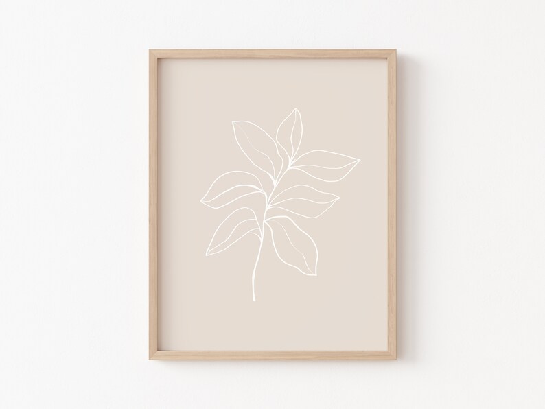 Neutral Botanical Print Set of 3, Neutral Flower Line Art Set, Abstract ...