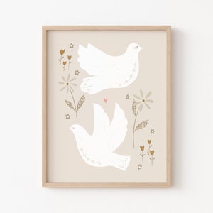 Dove printable, animal nursery art, neutral nursery, bird wall art, sweet nursery decor, woodland nursery