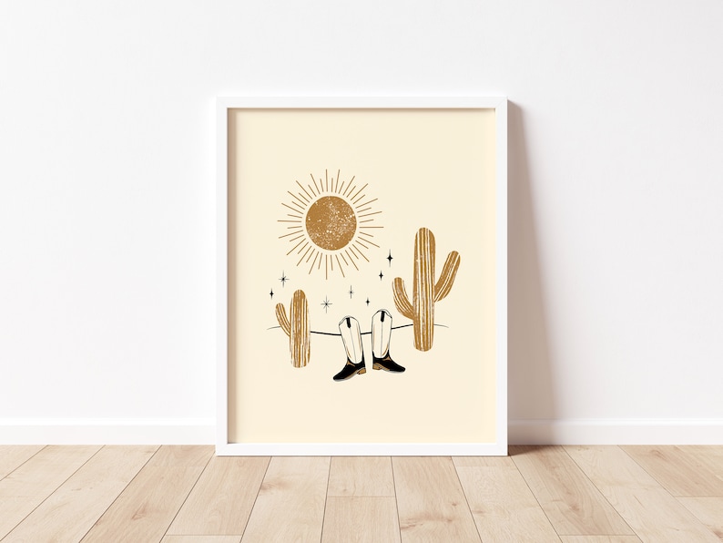 boho nursery art neutral boho print cowboy print western printable neutral nursery wall art Desert Printable cactus print