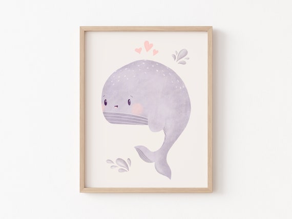 Cute Whale Printable Whale Art Print Nursery Whale Print - Etsy