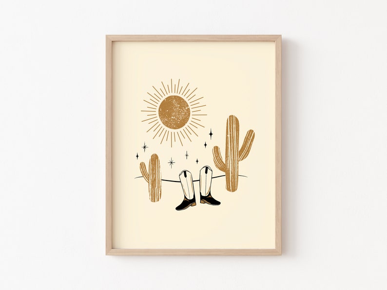 boho nursery art neutral boho print cowboy print western printable neutral nursery wall art Desert Printable cactus print
