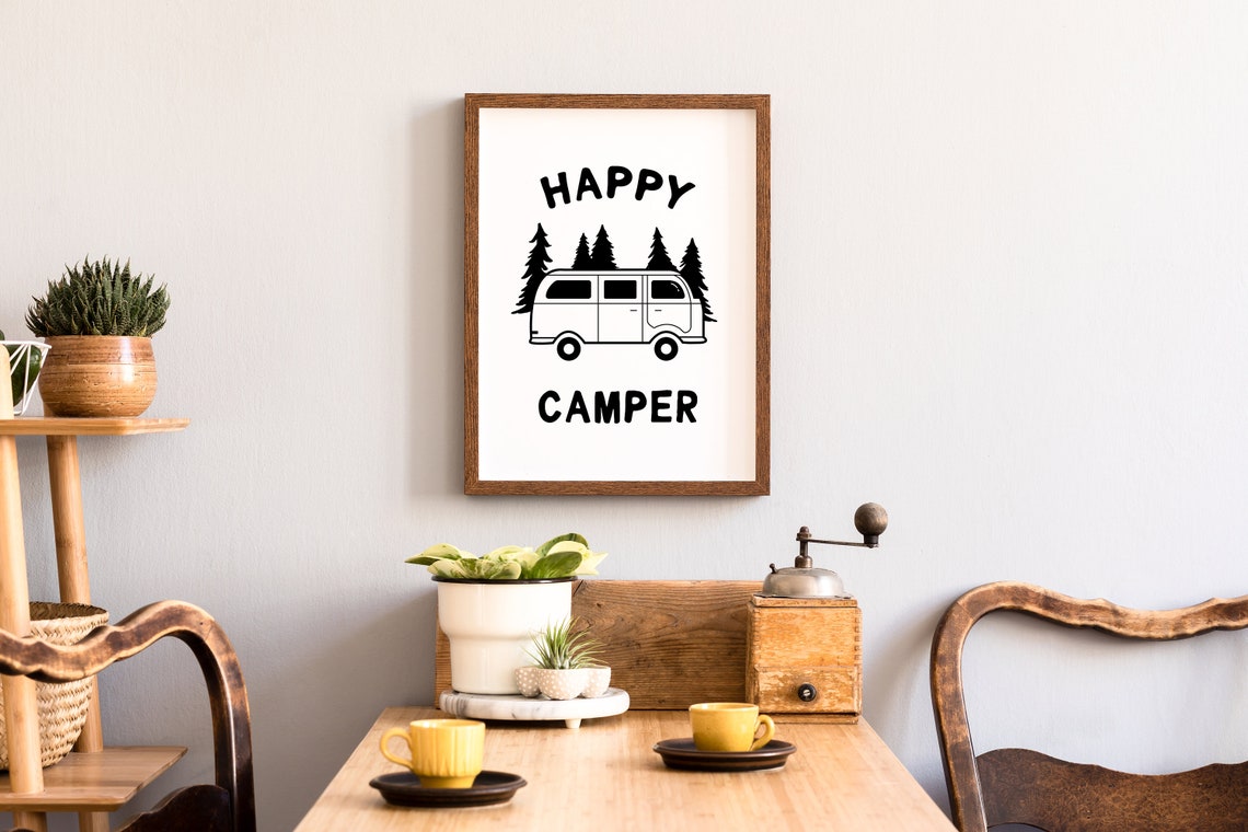 Happy Camper printable happy camper sign retro camper print | Etsy