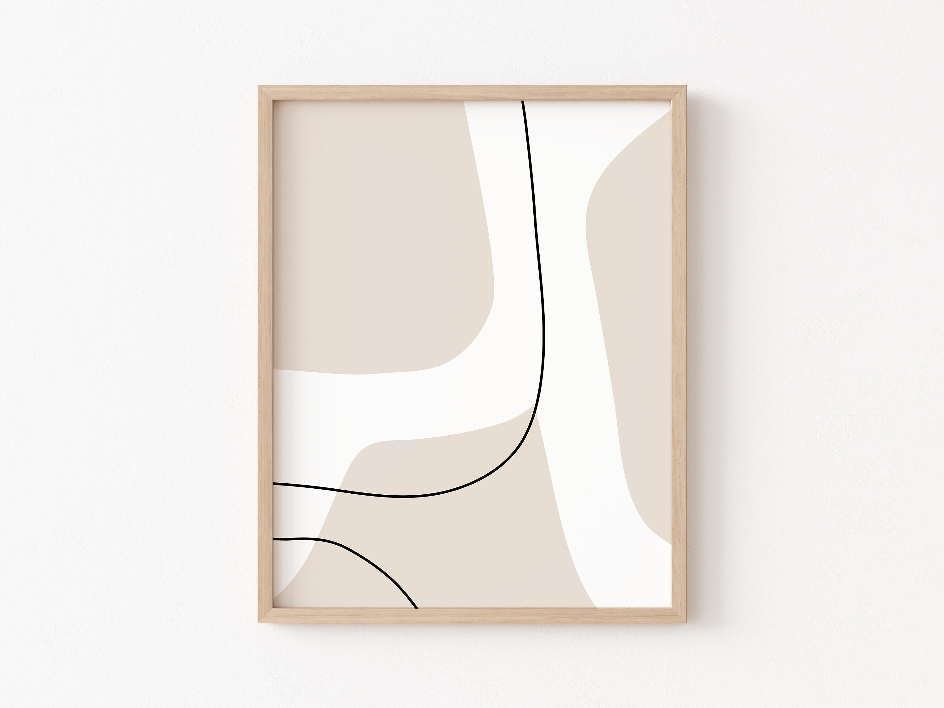 Mid Century Modern Wall Art Set of 3, Neutral Abstract Print Set, Earth ...