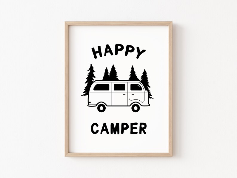 Happy Camper Printable Happy Camper Sign Retro Camper Print - Etsy Canada